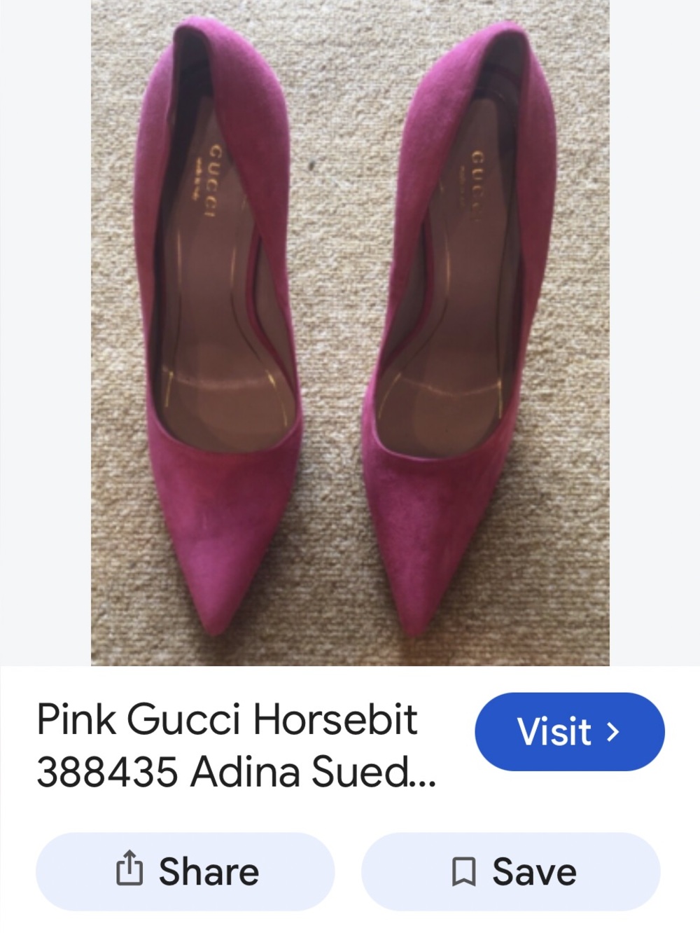 Gucci Pink Suede Horsebit heels.